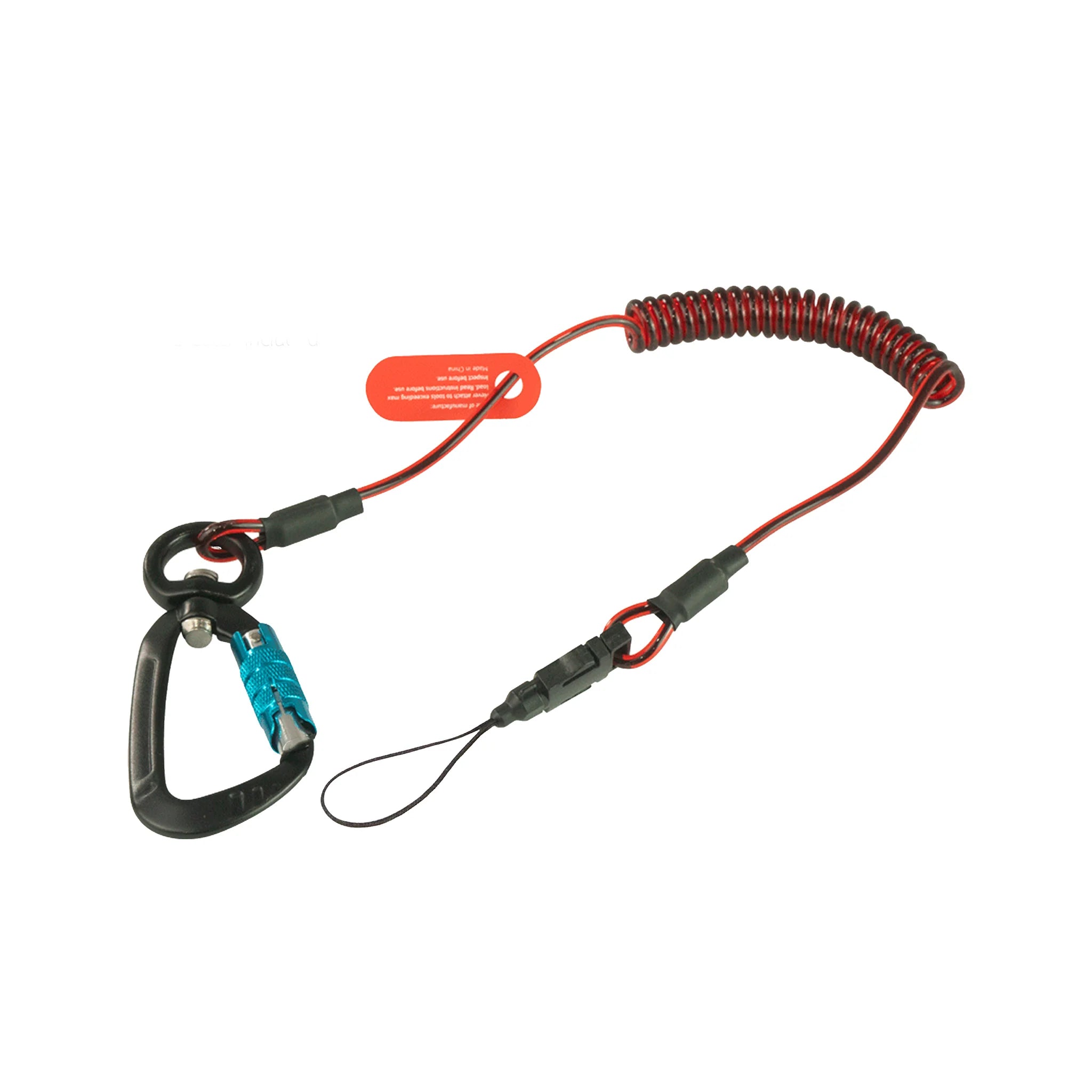 Coil E-Tether + Carabiner -  סליל אבטחה קפיצי עם טבעת אוטומטית וסוויבל עד 0.5ק"ג