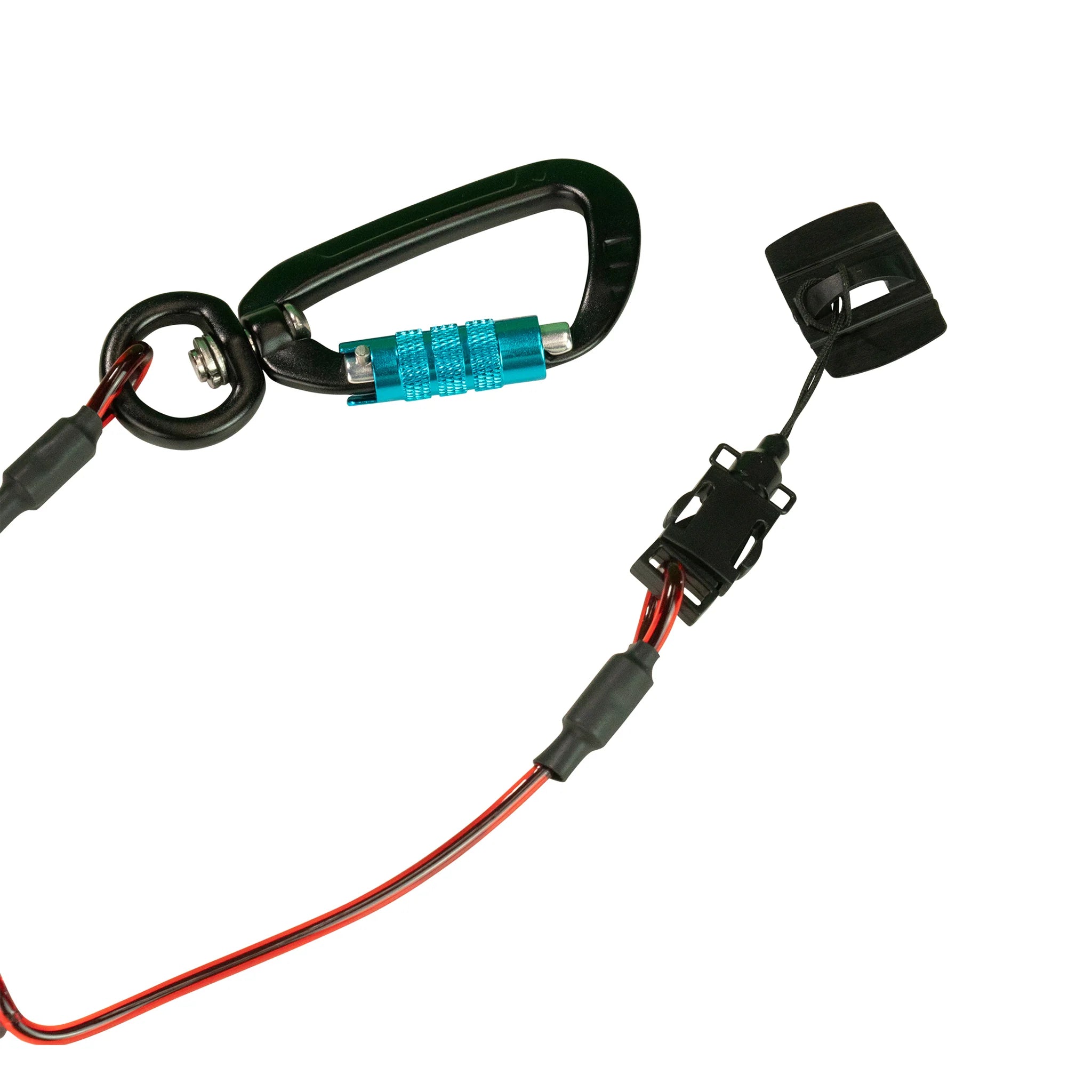 Coil E-Tether + Carabiner & E-Catch -  סליל אבטחה קפיצי עם טבעת אוטומטית עם סוויבל ומדבקת חיבור עד 0.5ק"ג