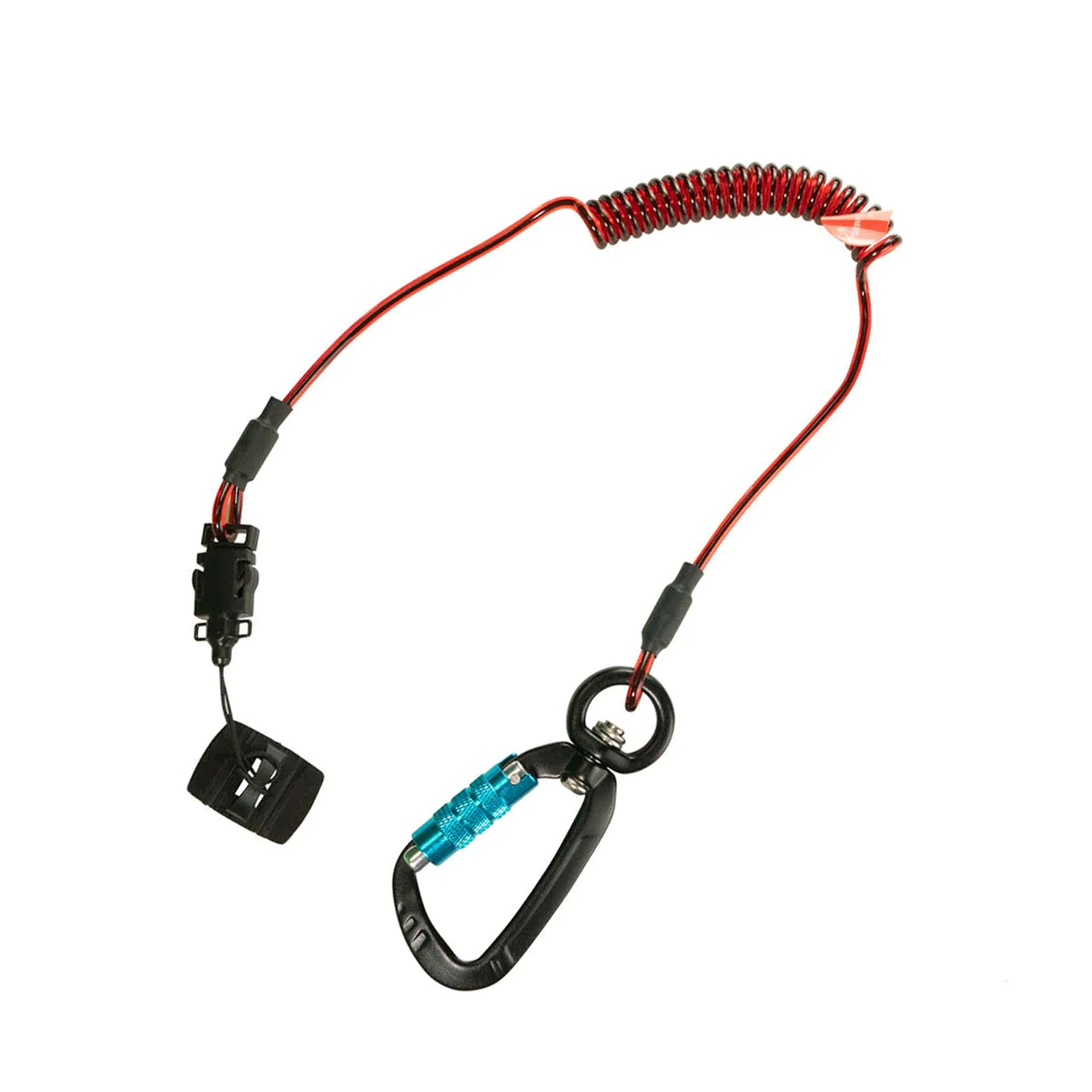 Coil E-Tether + Carabiner & E-Catch -  סליל אבטחה קפיצי עם טבעת אוטומטית עם סוויבל ומדבקת חיבור עד 0.5ק"ג